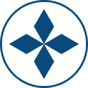 Symmetrical star symbol inside white circle